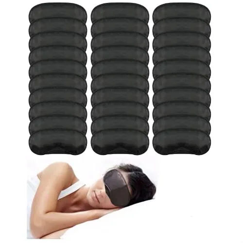

Sleep Mask 30 Pack Eye Cover Blindfold for Travel Party Games with Nose Pad Adjustable Strap Soft Satin Black