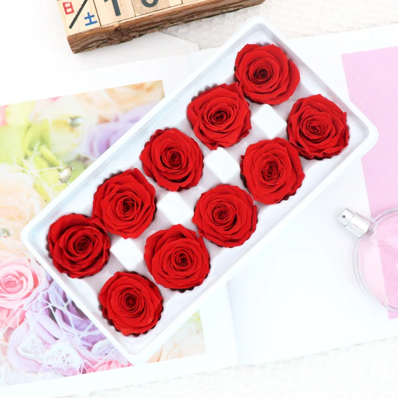 

10pcs/lot Natural Preserved Fresh Rose Flower Head DIY Color for Wedding Party Decoration Valentine's Day Arrangement Bouquet