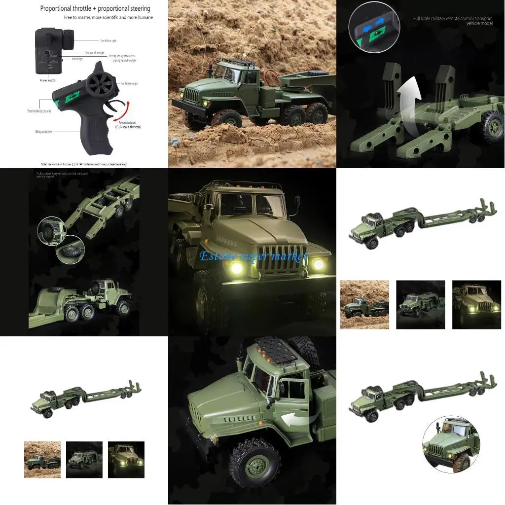 090B Camion telecomandato giocattolo per camion con rimorchio elettrico per veicolo ingegneria realistico per regali