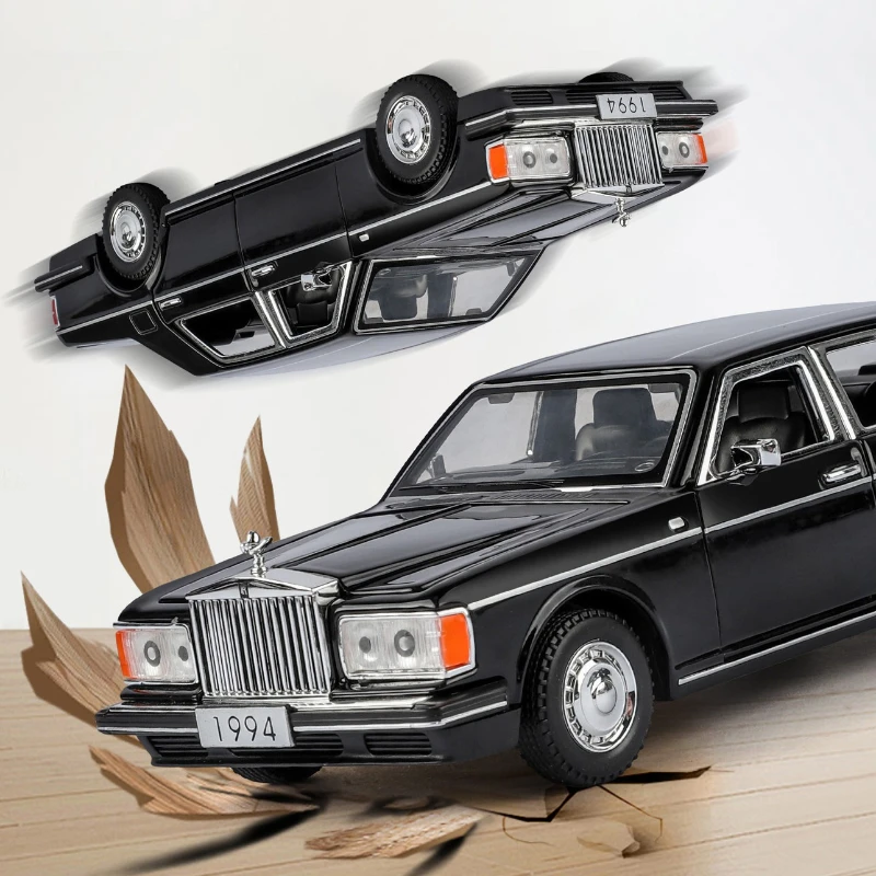 Simulated 1:32 Silver Spur 1994 Alloy Retro Sport Car Model Sound Light Pull-Back Toy Car Children Boy Gift Collection Miniature