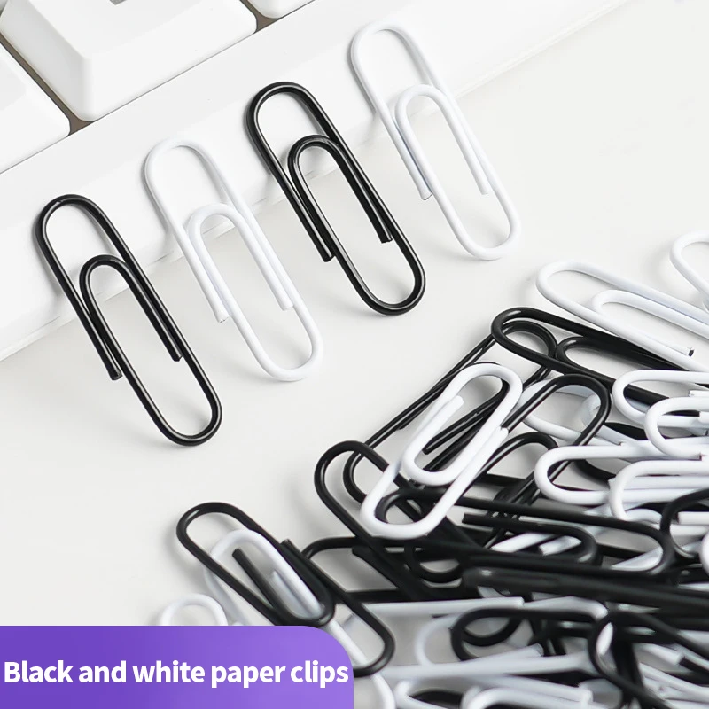 

500 black and white paper clips document notebook bookmark clip metal paper clip stationery