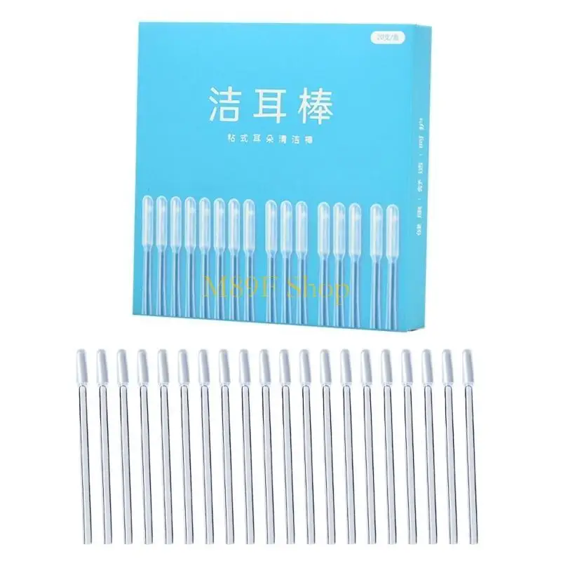 M89F 20Pcs Disposable Earwax Removal Sticks Office Ear Cleaning Tool Adhesive and Gentle for Effective Ear Cleaning