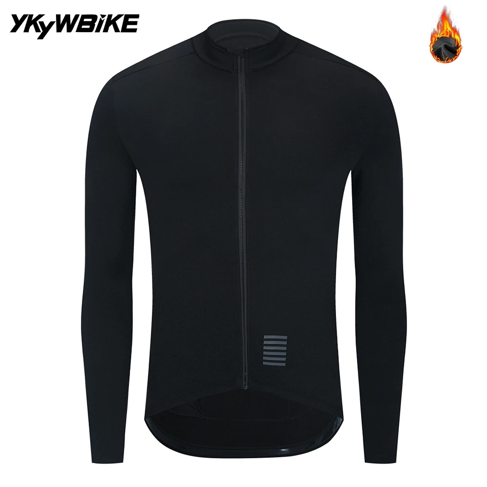 YKYWBIKE Winter Cycling Jersey Men Thermal Fleece Bicycle Jacket Long Sleeve Road Bike MTB Warm Cycling Clothing