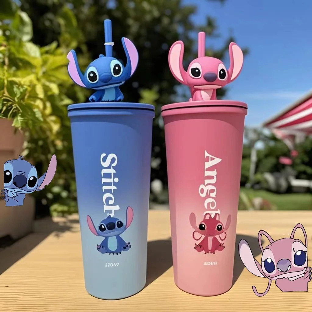 

Disney Stitch Large Capacity Vacuum Flasks Portable Straw Cup Insulated Drinking Bottle Cartoon Water Bottle Couple Thermo Cup