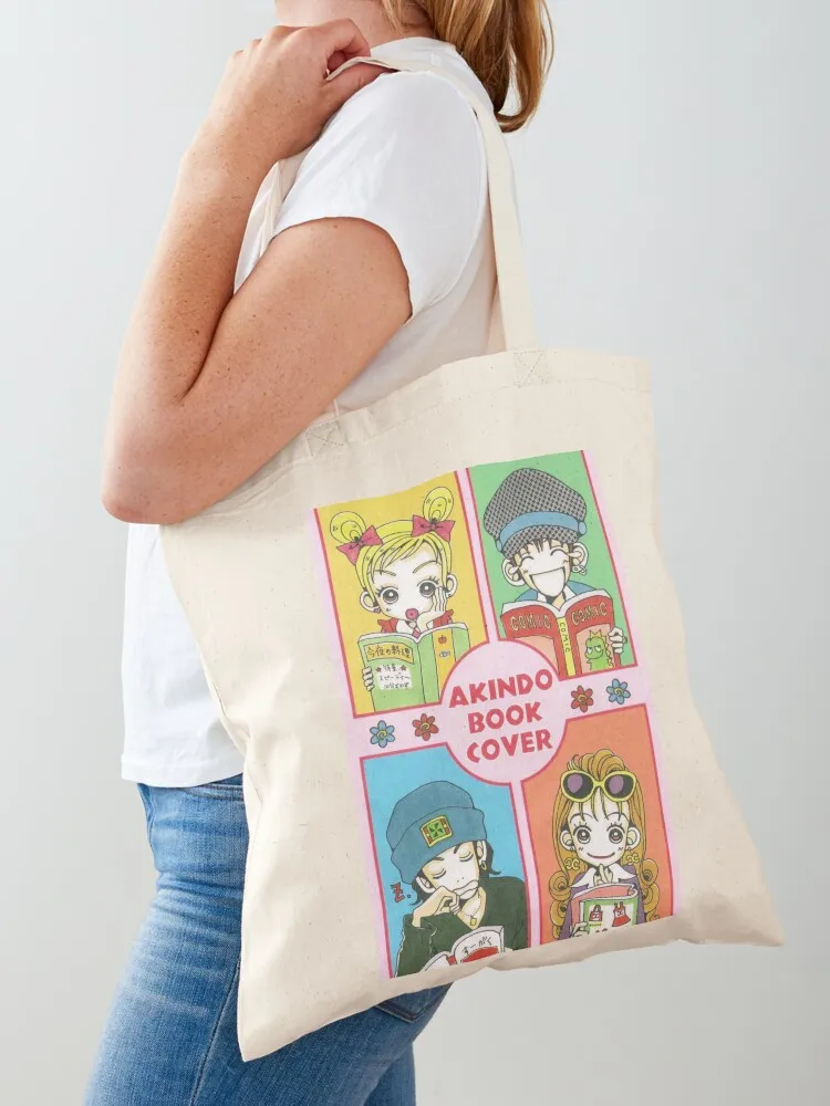

AKINDO BOOK COVER Tote Bag shopping bags foldable custom fabric bag foldable reusable bag cute tote