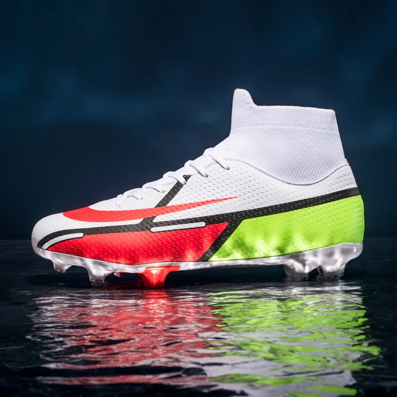 Zapatos de fútbol de alta calidad para hombres, zapatos de entrenamiento deportivo con pies de cuero y césped artificial, clavos AG, tf, estudiantes adolescentes