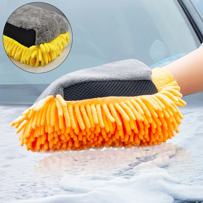 

1 шт., водонепроницаемые двусторонние перчатки из микрофибры для мытья автомобиля