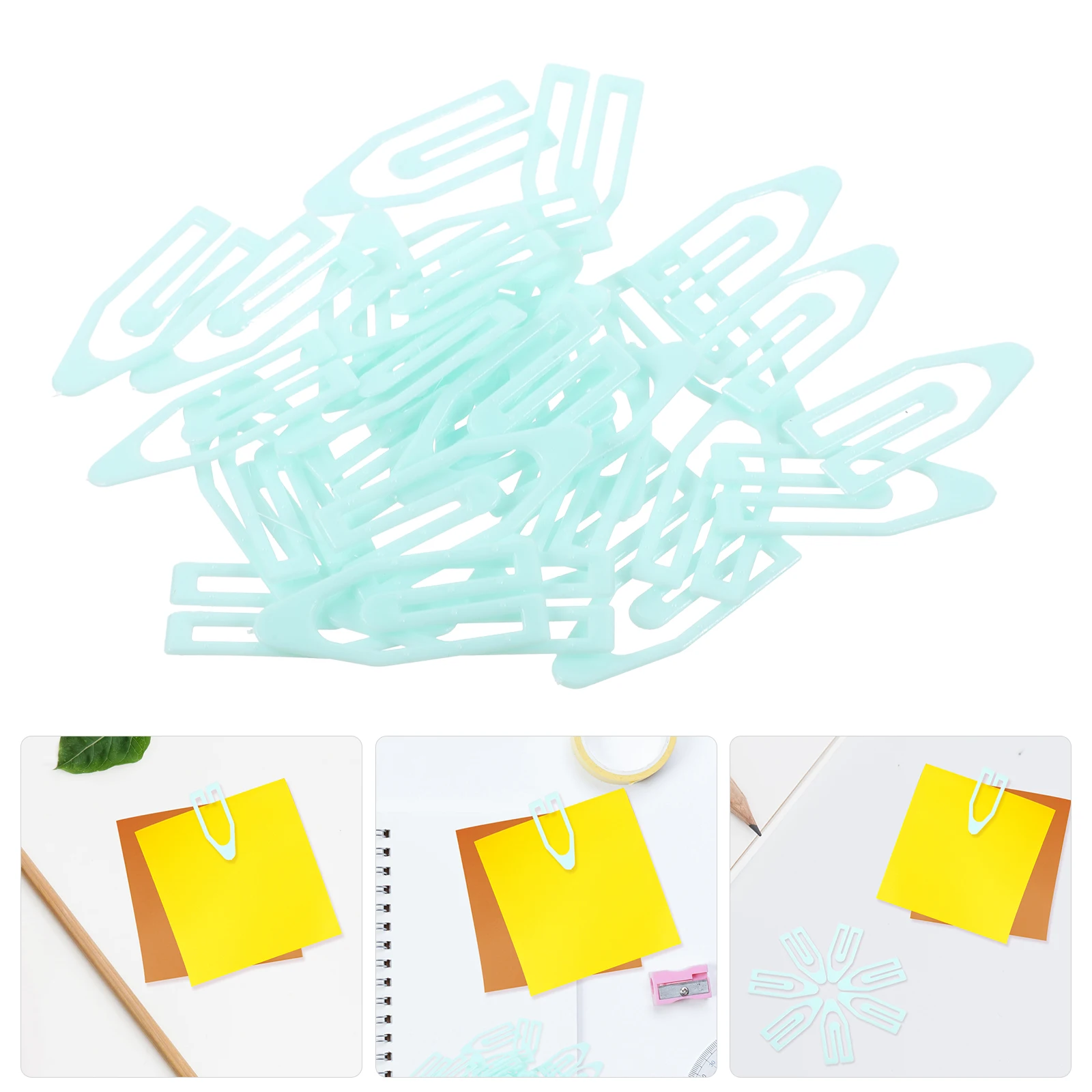 

60 Pcs Mint Green Document Organizing Paper Clips Small Office Supplies Craft Decoration File Fixing Stationery