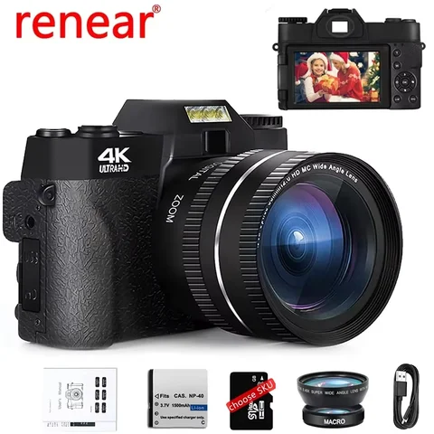 4K HD 디지털 카메라 WIFI 웹캠 빈티지 Vlog 비디오 레코더 YouTube 48MP 캠코더 3 