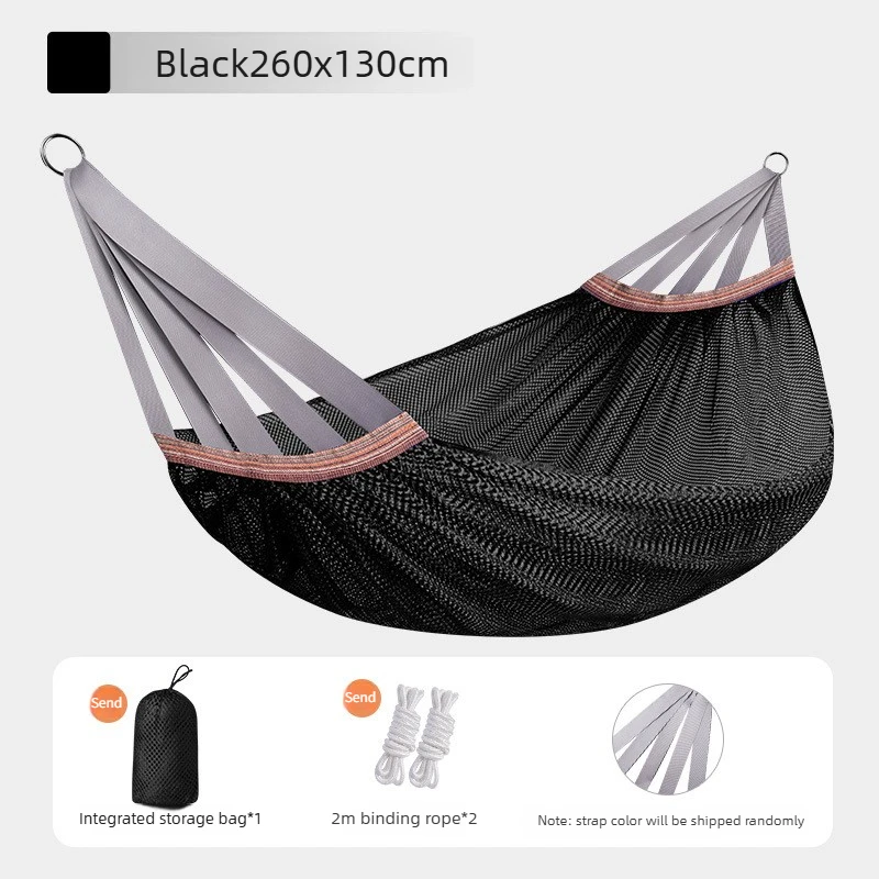 Portable Anti-Roll Double Hammock Ice Silk Mesh Breathable Camping Swing Chair Outdoor Garden Yard Hammock with Storage Bag image 5