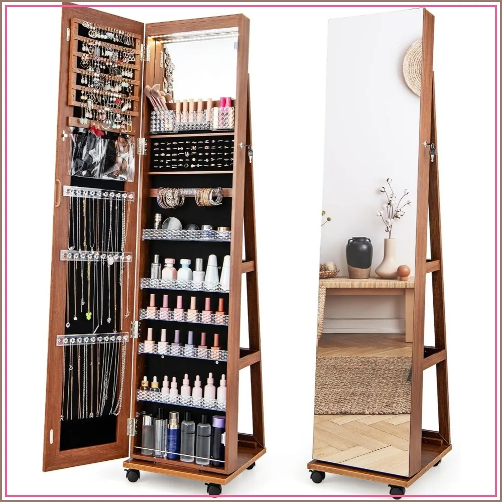 Jewelry Cabinet Armoire with Wheels, 64