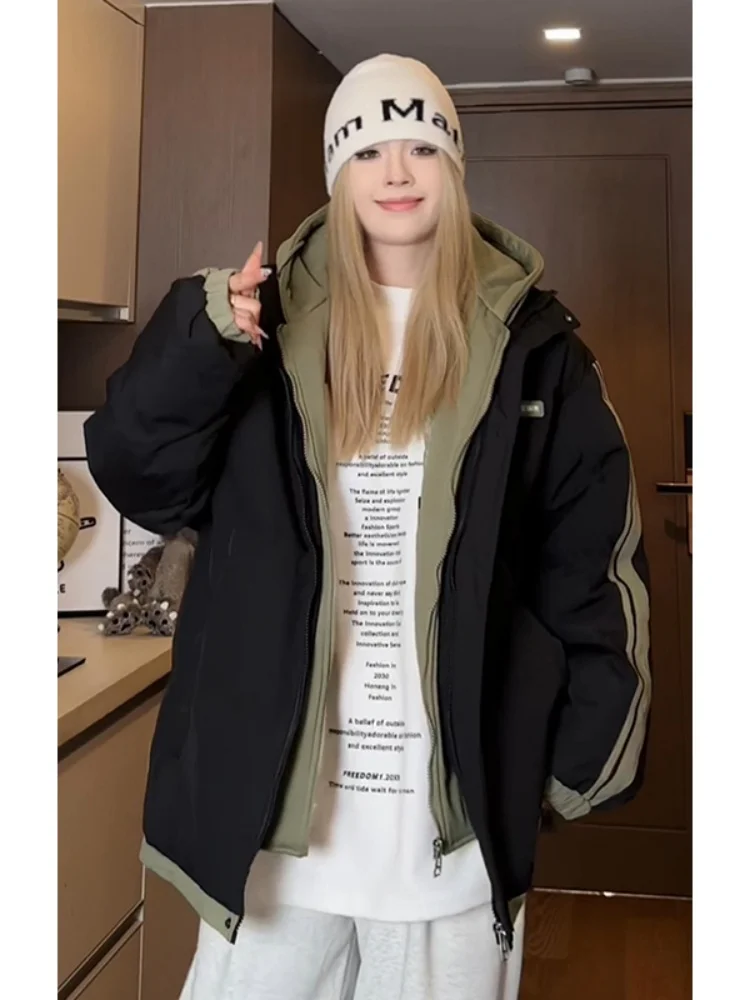 

Мужская утепленная хлопковая куртка-пуховик свободного кроя, зимняя верхняя одежда, нейтральный стиль, повседневная мода, молодежная культура