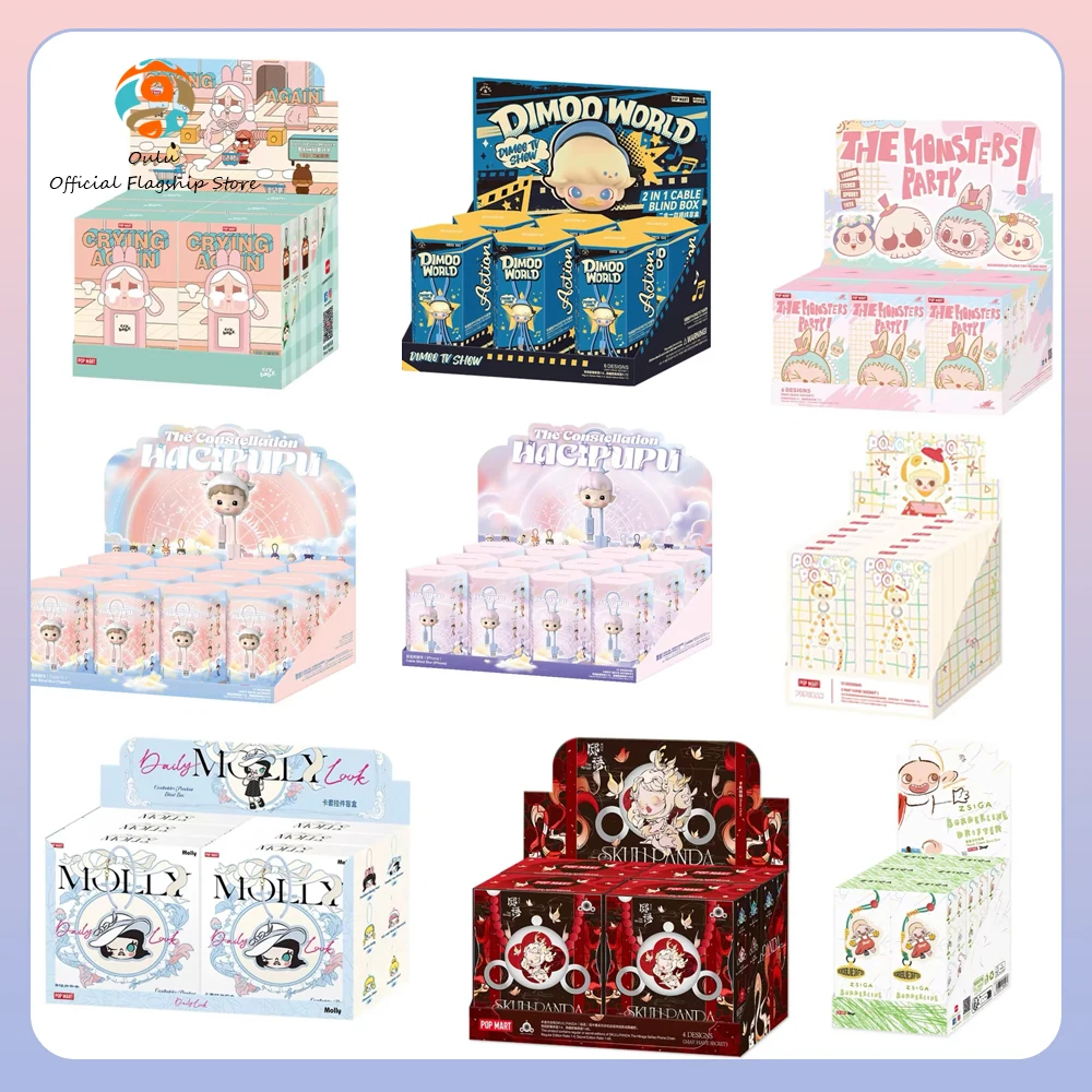 

New Pop Mart Labubu Blind Box Genuine Baby Molly Data Cable Crybaby Anime Figure Labubu Keyring Mystery Box Toy Ornament Gift