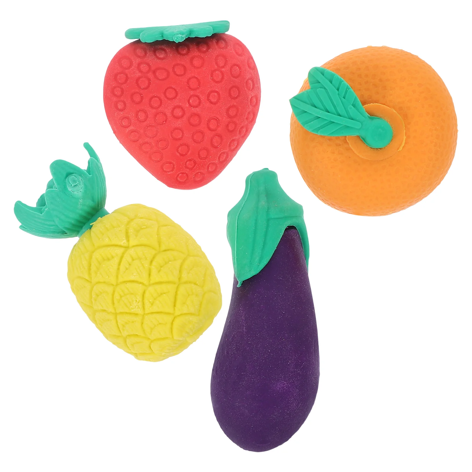 4 Pcs Erasers Rubber Student Stationery Kids Small Fruits and Vegetables Food for Students Studying Toddler