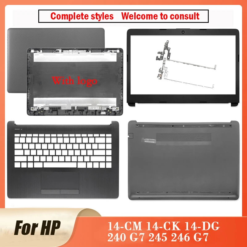 Cubierta trasera LCD para HP 14-CM, 14-CK, 14-DG, 240, G7, 245, 246, serie G7, bisel frontal, bisagras, Palmrst, carcasa inferior, gris, L44056-001, novedad