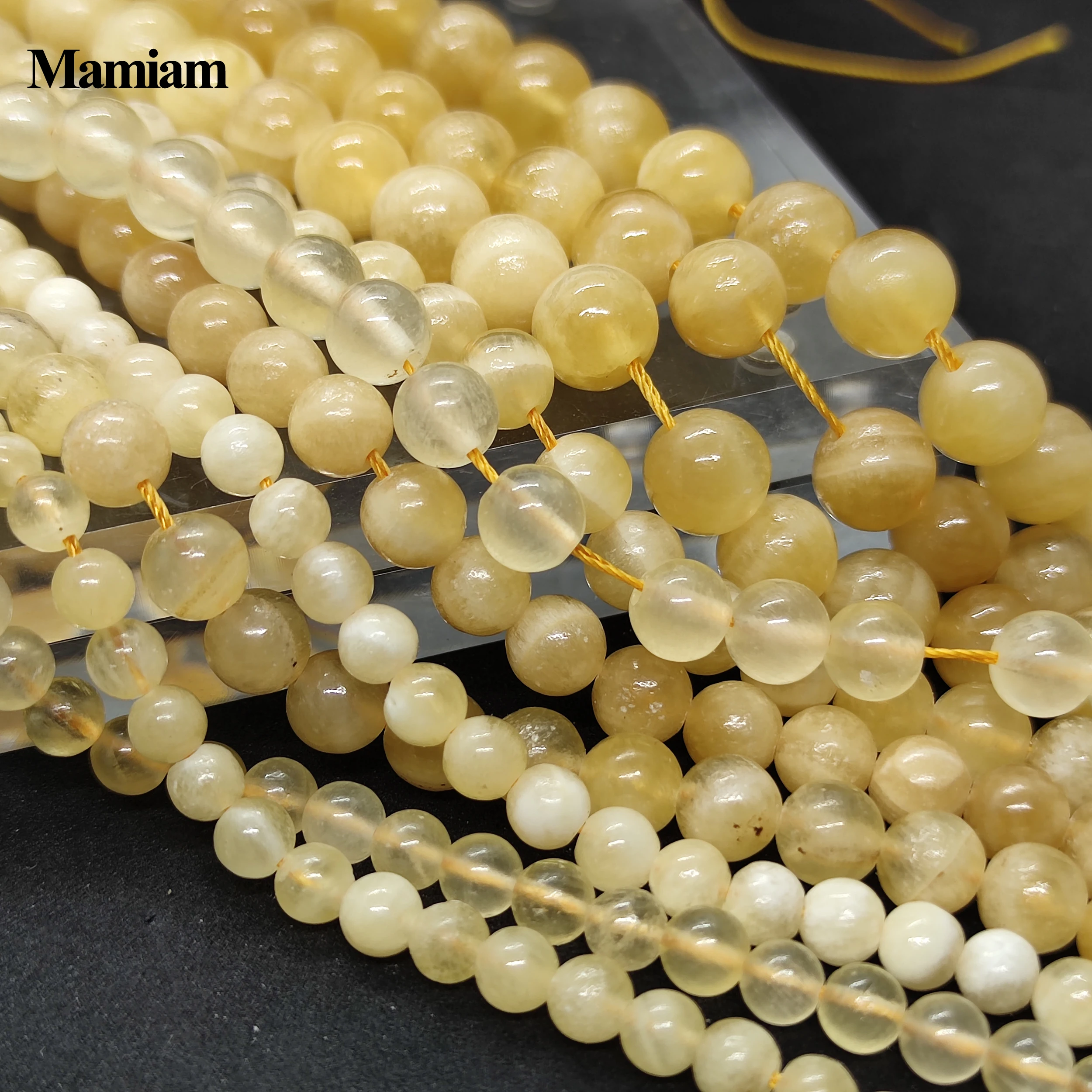 

Mamiam Natural A Orange Yellow Calcite Beads Smooth Round Loose Stone Diy Bracelet Necklace Jewelry Making Gemstone Gift Design