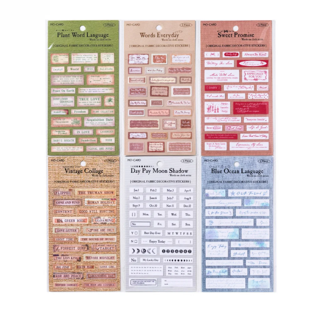Card Lover 1 Pcs [Bu Shang Zi Language Series] English Handbooks On Canvas Stickers Cloth Stickers Paper Material Scrapbook Kit