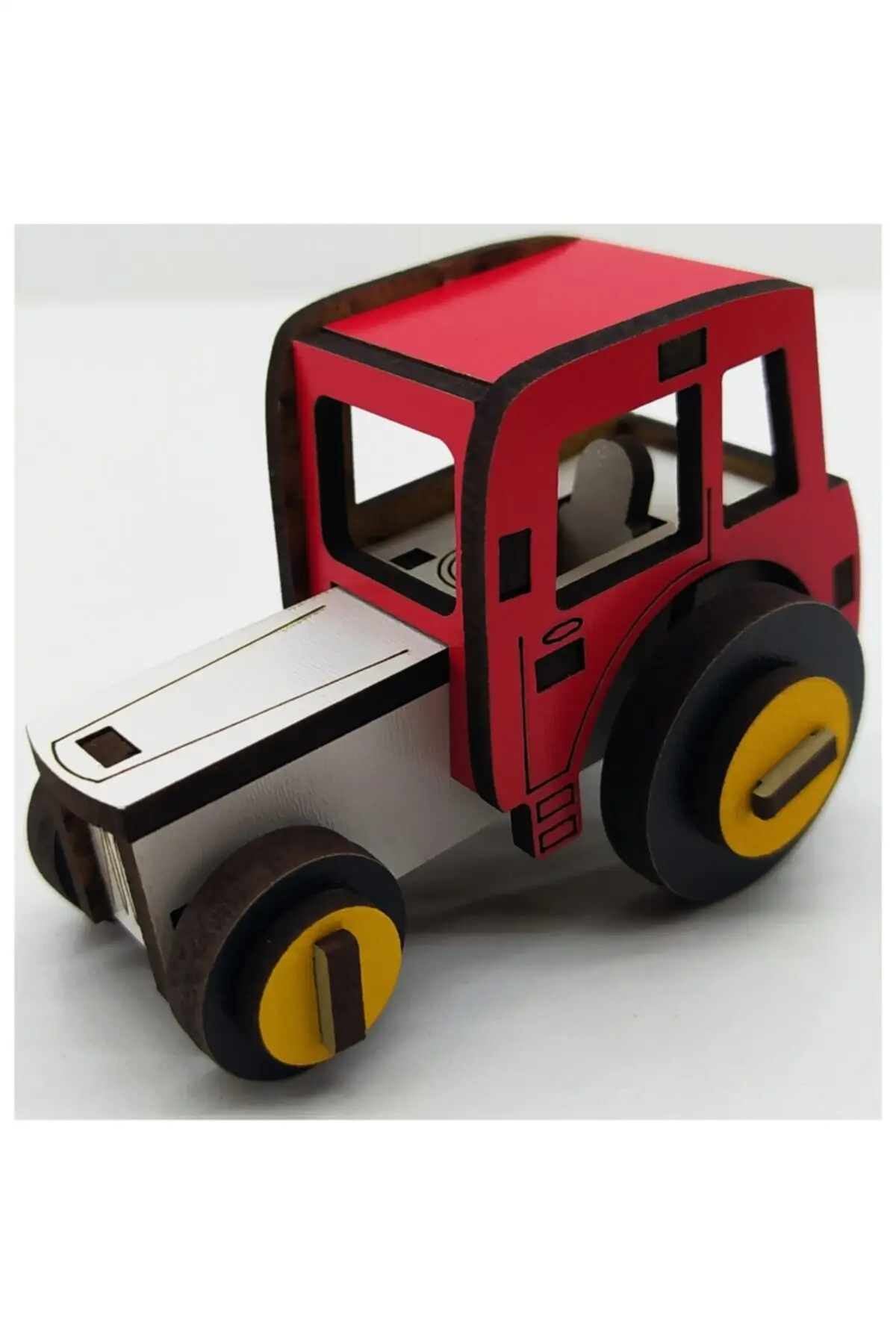 Mini trator de madeira modelo de carro brinquedo vermelho para crianças treinamento hediyelik blocos montagem diy