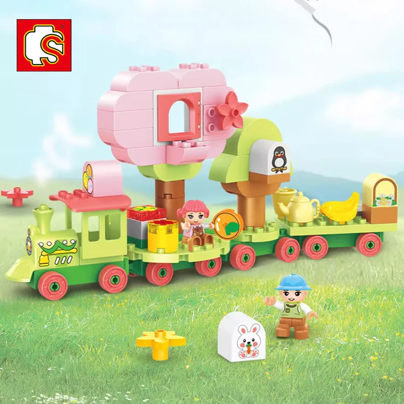 SEMBO Variable Train Series Kawaii Cartoon Early Learning Building Blocks Doll Matching Food Grade Material Kids Graduation Gift