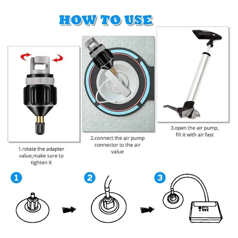 Air Valve Adapter Rowing Rubber Boat Canoe Kayak Air Valve Adaptor Inflatable Compressor Pump Converter for SUP Board