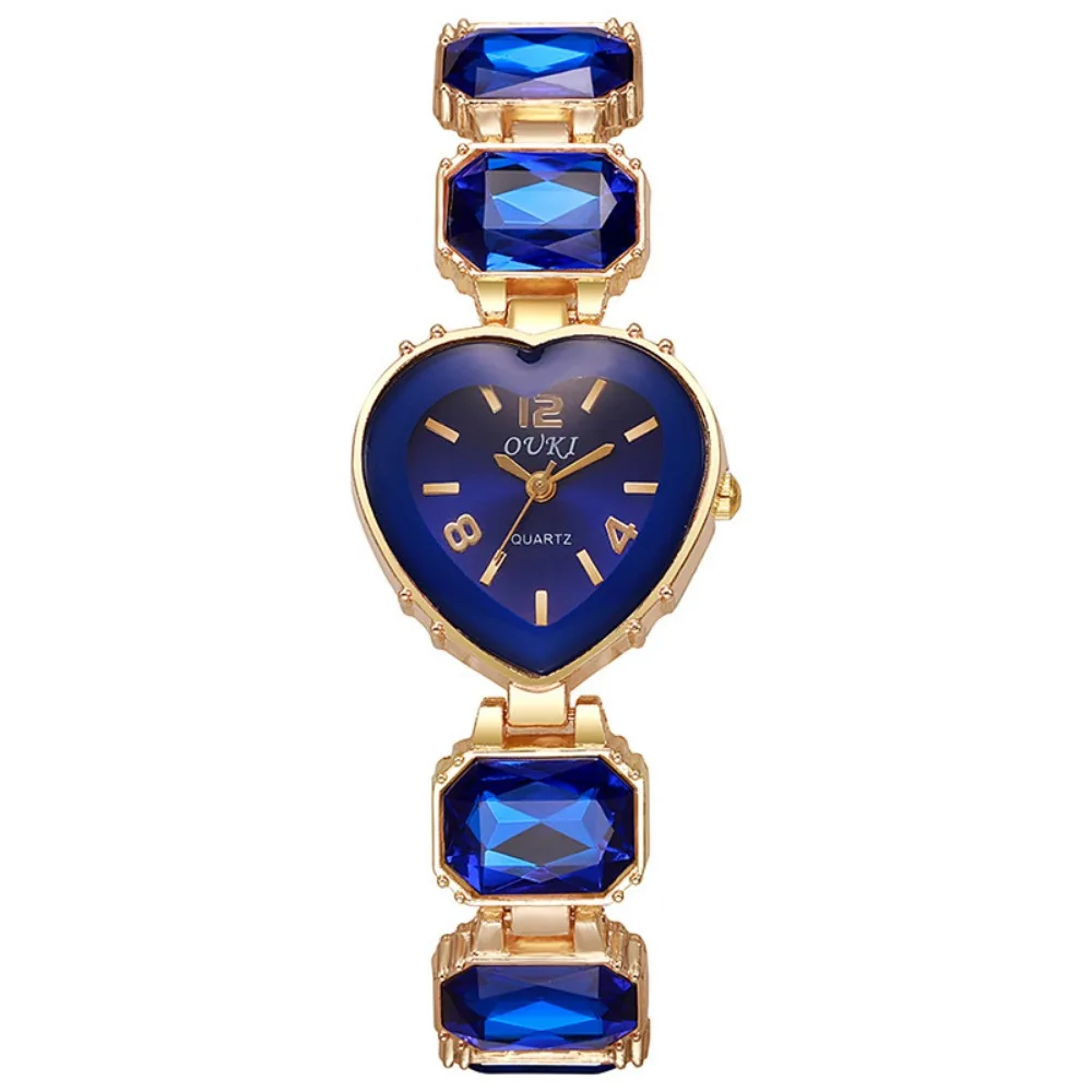 Heart Shaped Dial Crystal Candy Quartz Watch Adjustable Bracelet Lightweight Rhinestone Bracelet Watch Fashion