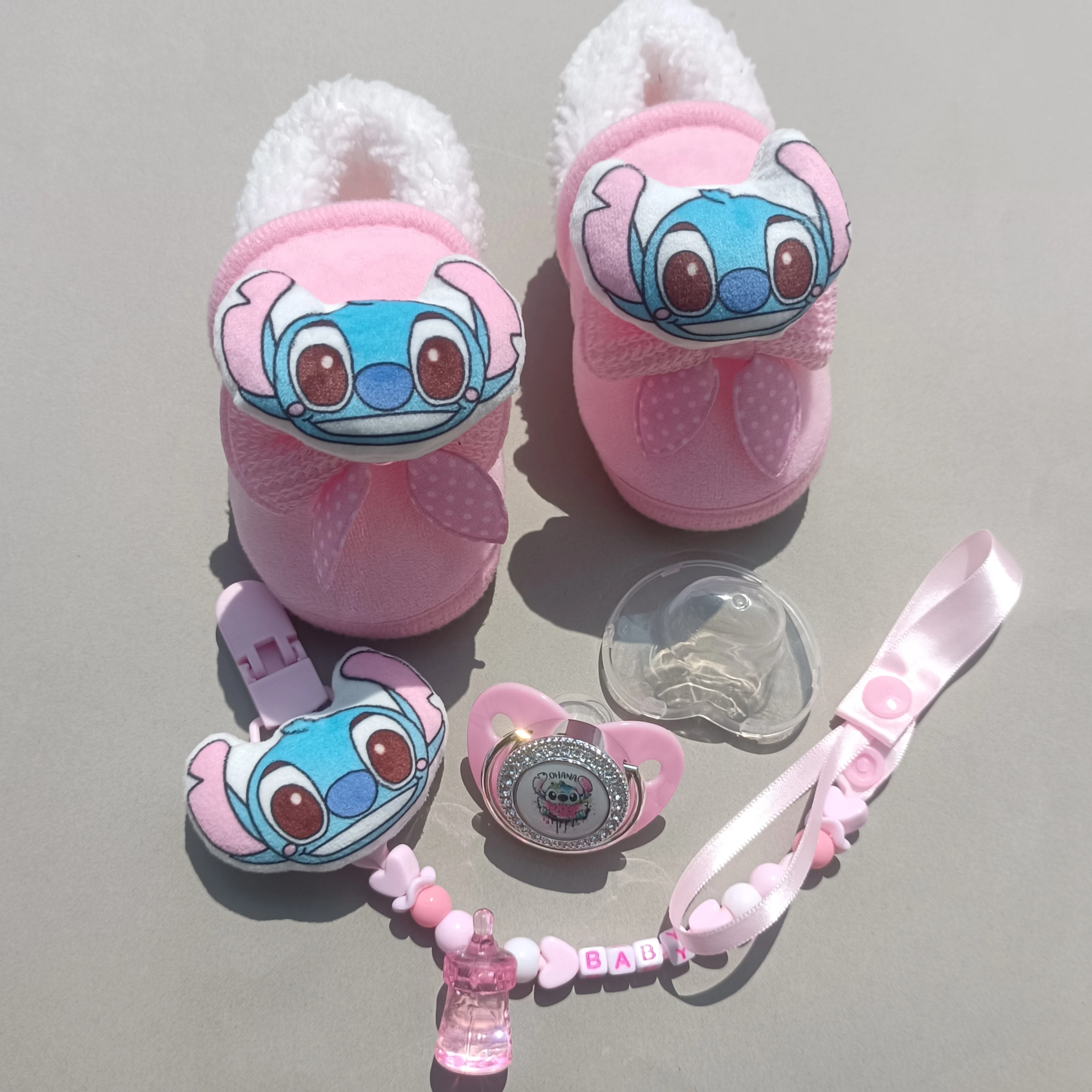 Disney Newborn Baby Stitch Add Cotton in Autumn and Winter Shose Newborn Baby Socks Toddler Boots and Pacifiers Leashes & Cases