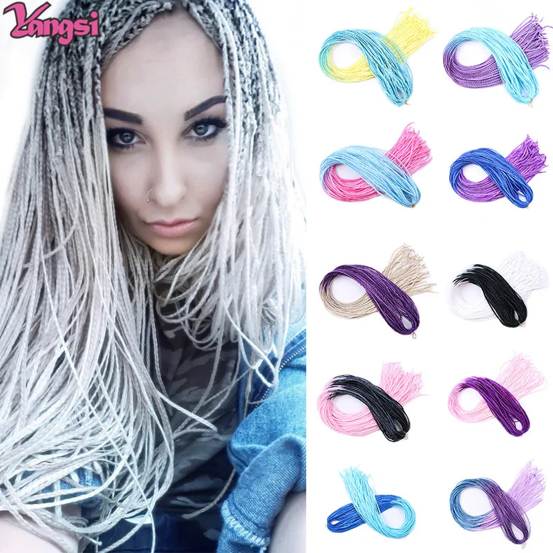 Long Straight Zizi Braids Hair Extensions Synthetic Hair Ombre Colorful 613 Blonde Pink Thin Box Braids Zizi Braids Hair