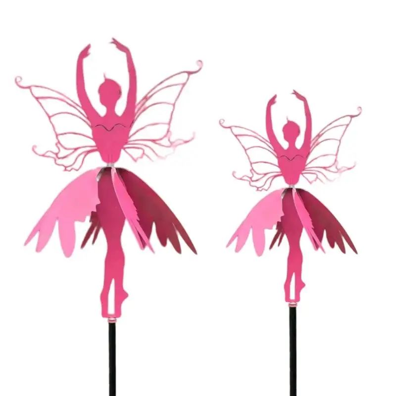 Garden Spinners Flower Fairy Dancing Wind Spinners Amidst Yard Stake Fairy Ballerinas Metal Ornament for Outdoor Supplies