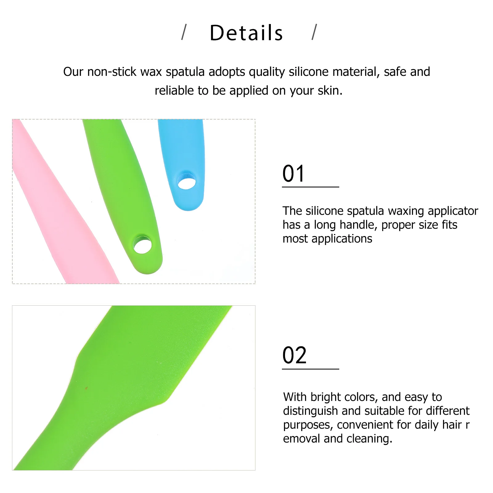 

3pcs Hair Removal Wax Sticks Non-stick Silicone Spatulas Waxing Applicator Scraper Body Feet Hands Portable Mixed Color