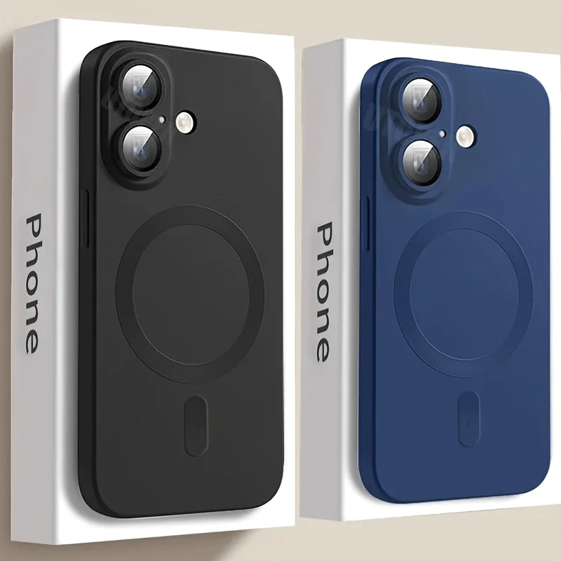 Capa de Celular Antiderrapante Fosca com Proteção de Lente para MagSafe para iPhone 17 16 15 14 13 12 11 Pro Max Plus com Carregamento Magnético Sem Fio