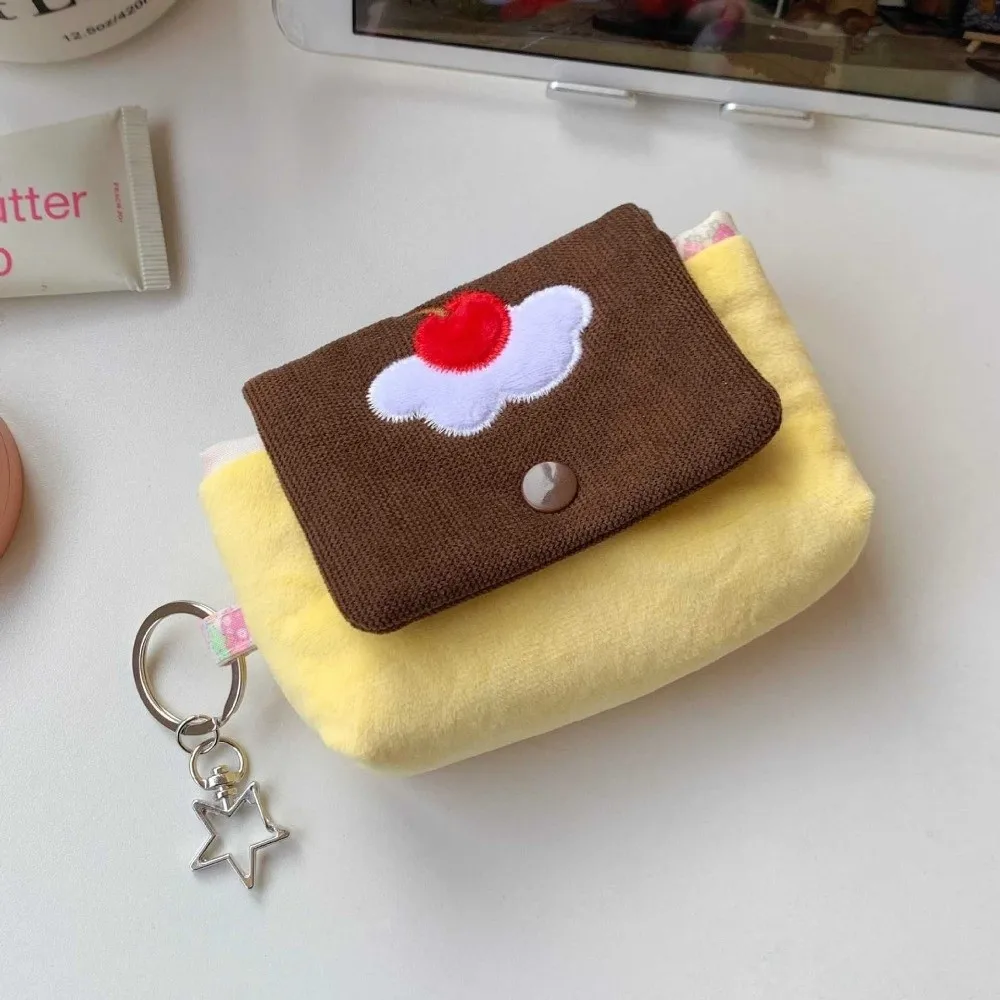 Cute Cherry Pudding Coin Purse Cartoon Mini Portable Wallet Fluffy Texture Mini Multifunctional Small Pouch Small Pouch