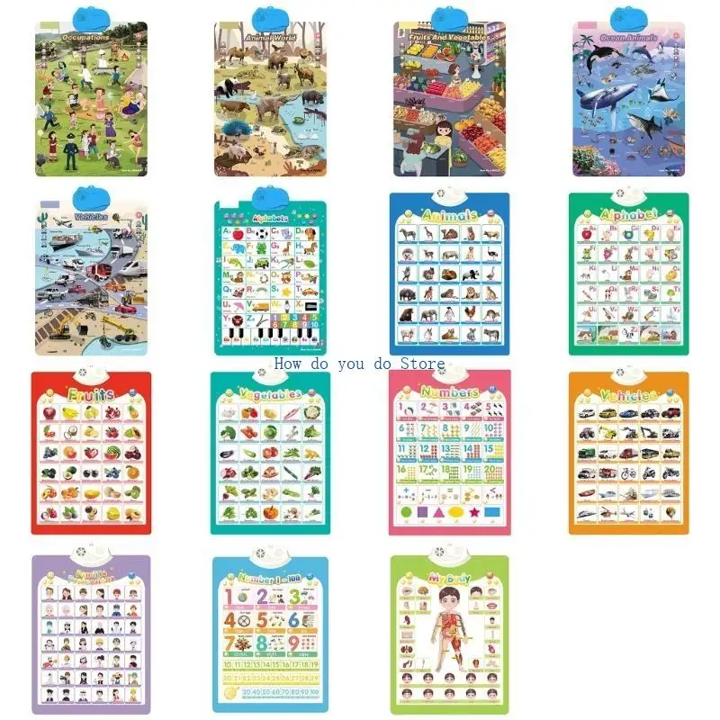 

19QF Kids Educational Interactive Wall Chart ABC Animal Cognitive Learning Toy