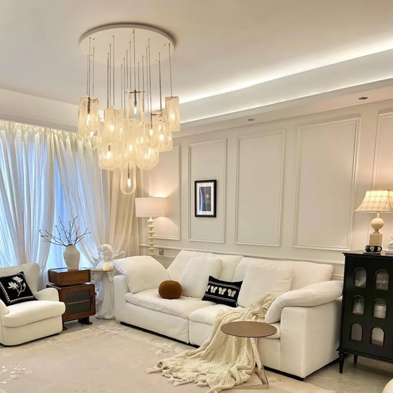 Italian Luxury Cloud Glass LED Pendant Lamps Living Room Villa Restaurant Bedroom Hotel High-end Chandelier Home Decor Lights view 4