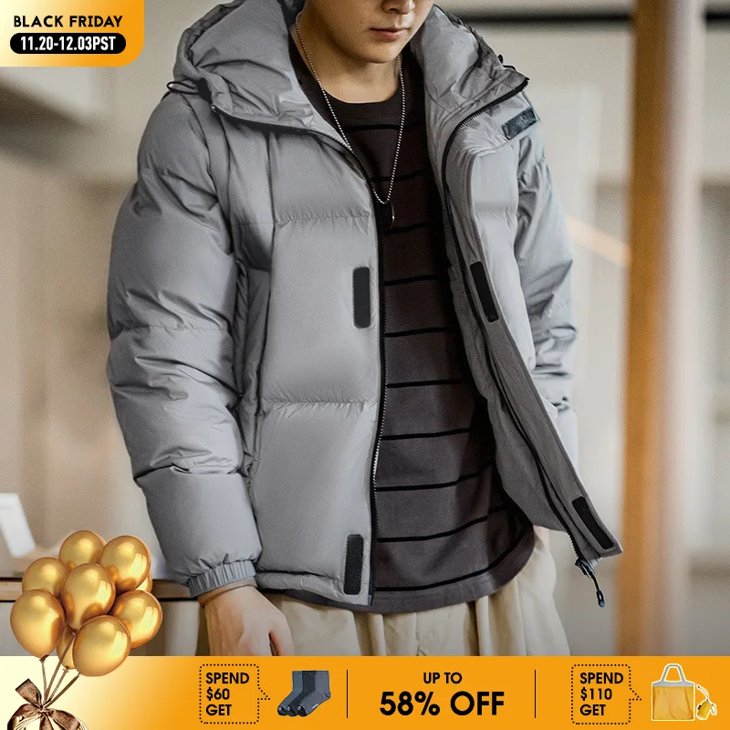 

Maden Men’s Detachable Sleeve Down Jacket Winter Hooded Puffer Coat 90% Duck Down Short Boxy Urban Outdoor Vest
