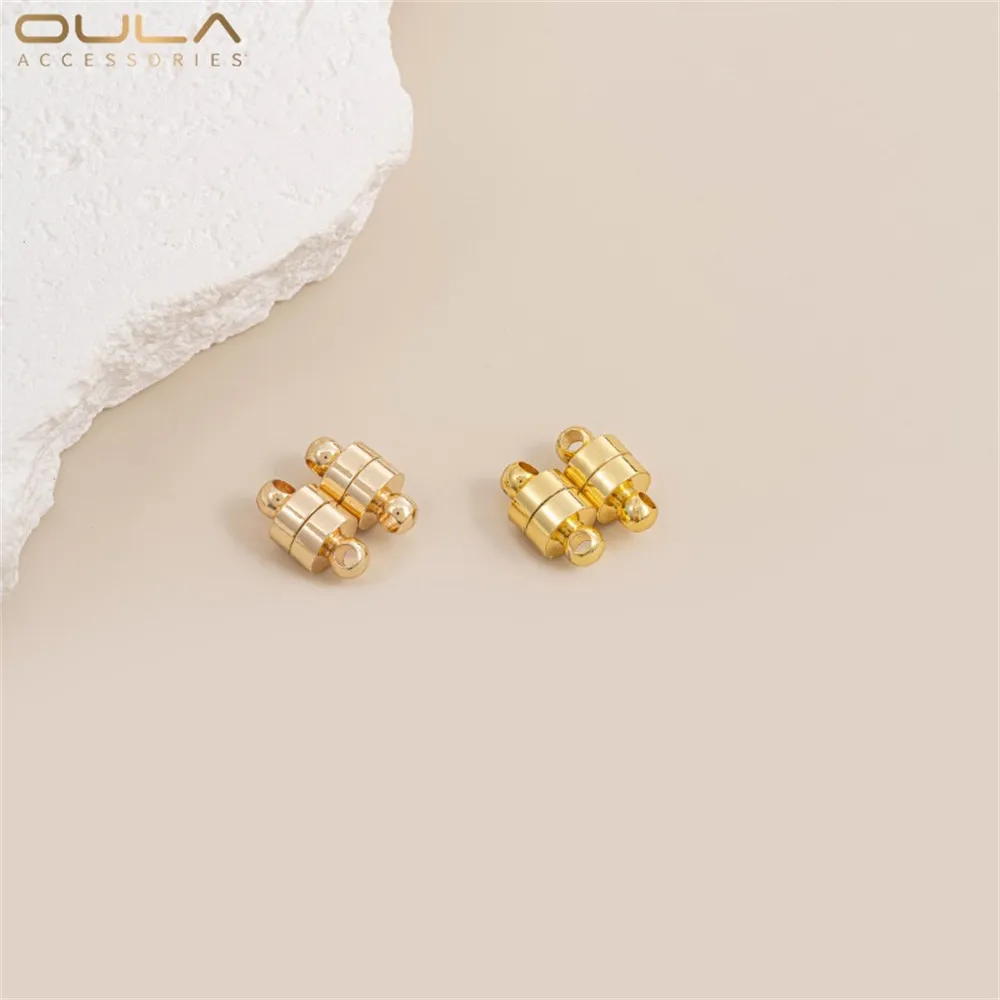 

1pcs 14K Gold-plated Magnetic Clasp Cylindrical Closed Ring Magnetic Connection Clasp Handmade Diy Bracelet Jewelry Accessory