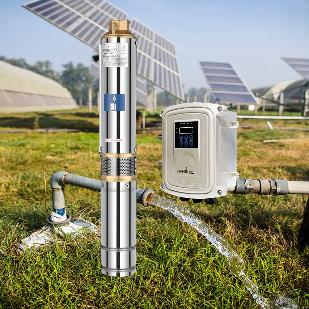 

Handuro AC/DC SC Series 3.8m3/h 95m 72v 1HP 3inch Solar Pump Machine Irrigation Solar Water Pump for Agriculture System