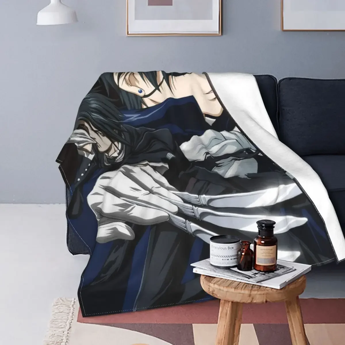 Black Butler Anime Coral Fleece Plush Throw Blankets Ciel Phantomhive Kuroshitsuji Blankets for Bed Outdoor Lightweight Quilt