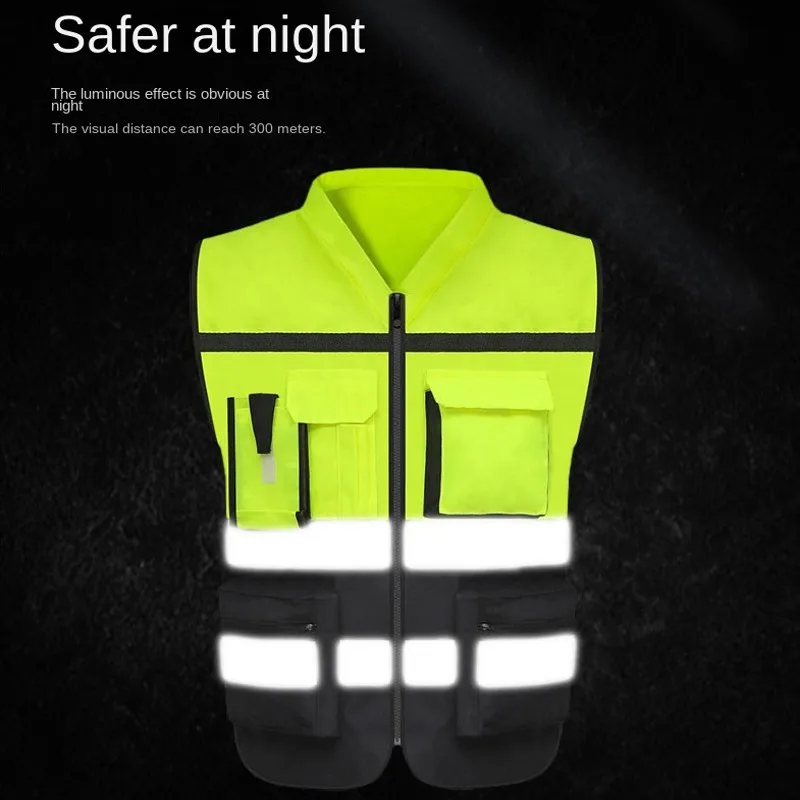 Hot High Visibility Security Reflecterende Vest Zakken Design Reflecterend Vest Buitenverkeer Veiligheid Fietsen Hardlopen