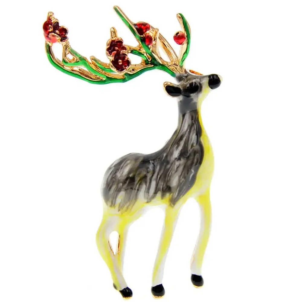 Blucome Christmas Enamel Pins Cute Catoon Anime Sika Deer Brooch for Woman Man Suit Hijab Pins Christmas Gifts
