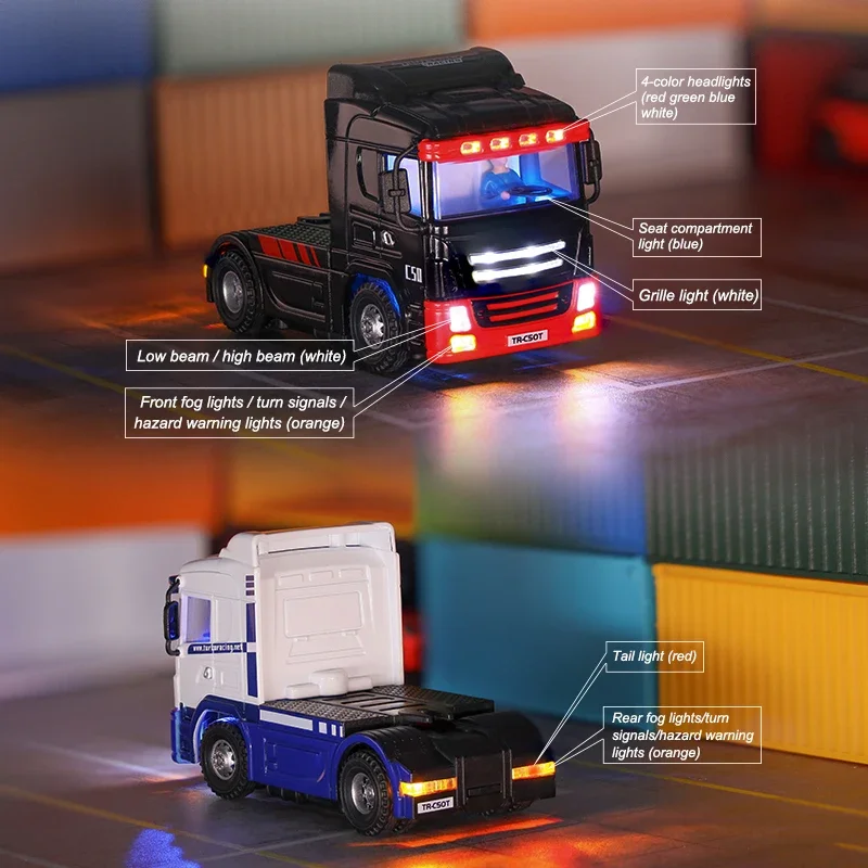 Mini 1:76 C50-T Fernbedienung LKW RC Anhänger Simuliertes Fahrzeug Mini RC Traktor Licht Sound System RTR Version Spielzeugauto