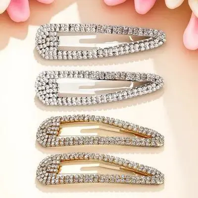 4 قطع من مشابك دبوس الشعر المصنوعة من حجر الراين لمواعيد الخطوبة ومشبك من حجر الراين وإكسسوارات الشعر النسائية