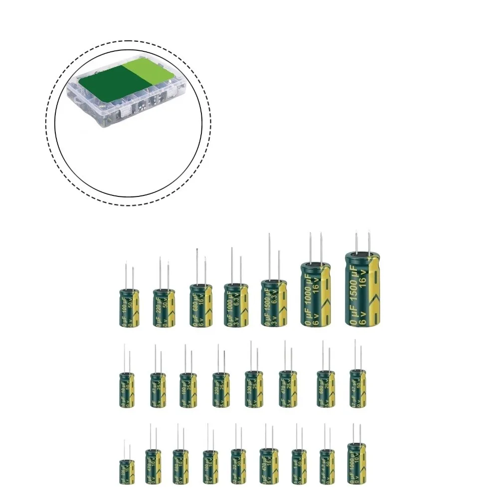 Electrolytic Capacitor Kit 460 Components 24 Different uF Ratings 1uF-1500uF Voltage Range 6.3V 10V 16V 25V 35V 50V