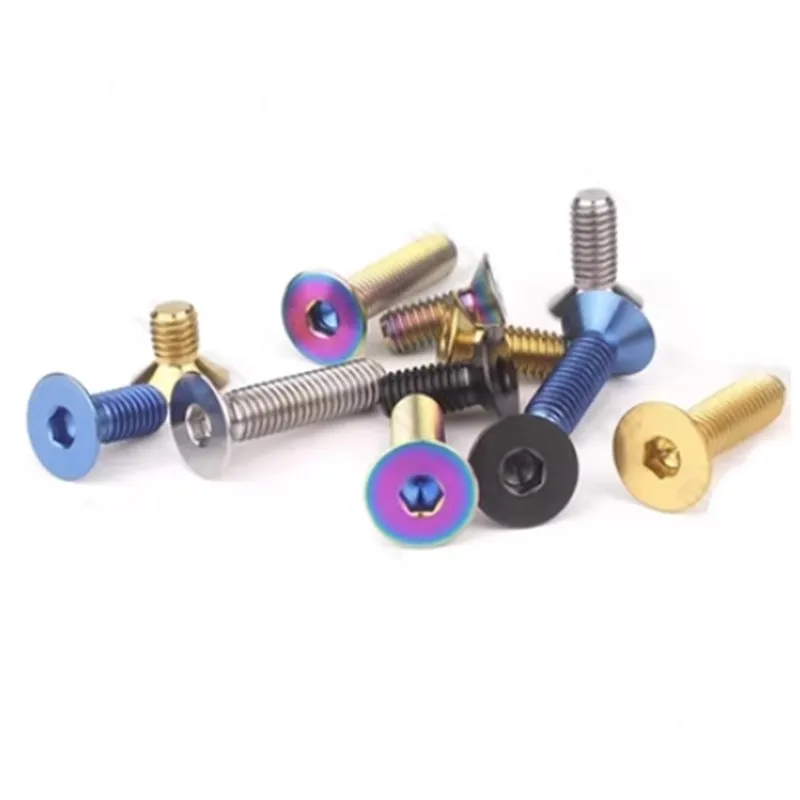 5-10 Stück Titan-Schrauben DIN7991 M3 M4 M5 M6 Regenbogenfarben Schwarz Golden Titan TA2 Gr2 Flachkopf-Sechskantschrauben – Detail 2