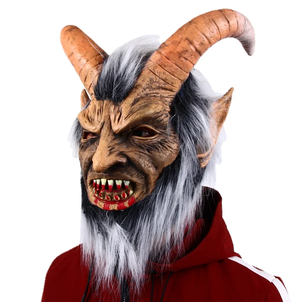 Halloween Movie Lucifer Cosplay Latex Masks Demon Devil cosplay Horrible Horn Mask Adult Horror Halloween Party Costumes props