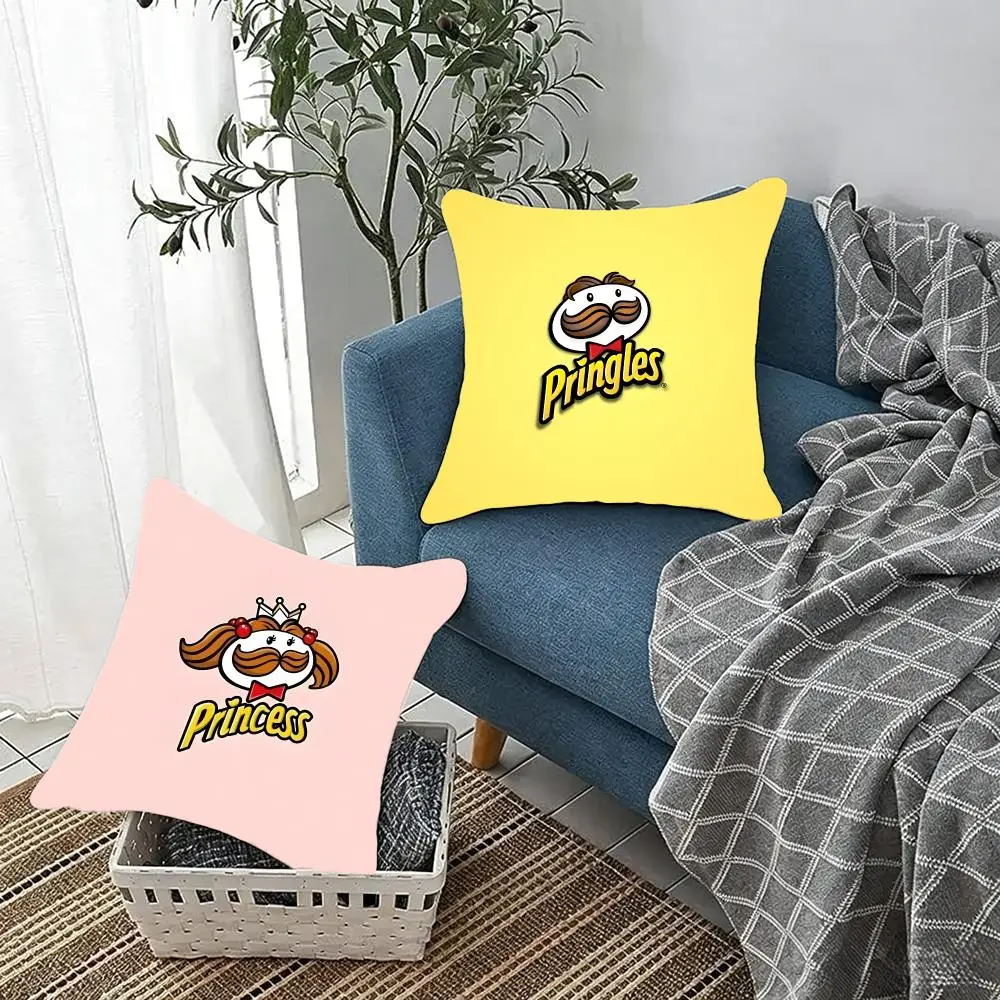 Retro Fun P-Pringles Cushion Cover Fluffy velvet Nordic style plush Living room sofa decorative