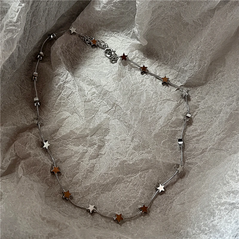 Trendy Punk Retro Taste Stern Anhänger Silber Farbe Choker Halskette Für Frauen Männer Charme Y2K Szene EMO Grunge Zubehör Schmuck – Detail 10