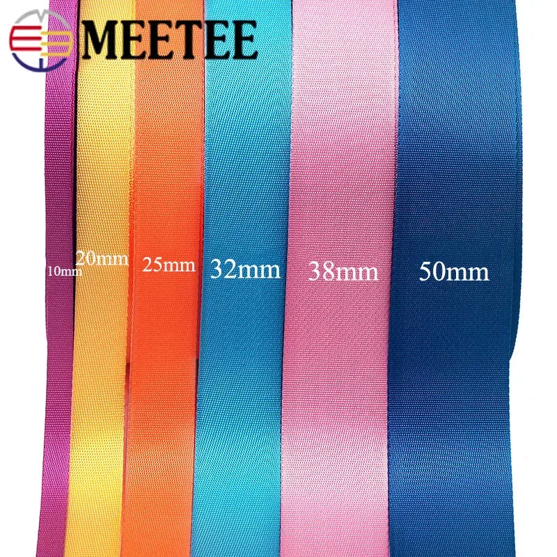 45Meters Colorful Nylon Webbing Strap 20-50mm Decor Ribbon Backpack Safety Belt Bias Binding Tape DIY Clothes Sewing Accessories