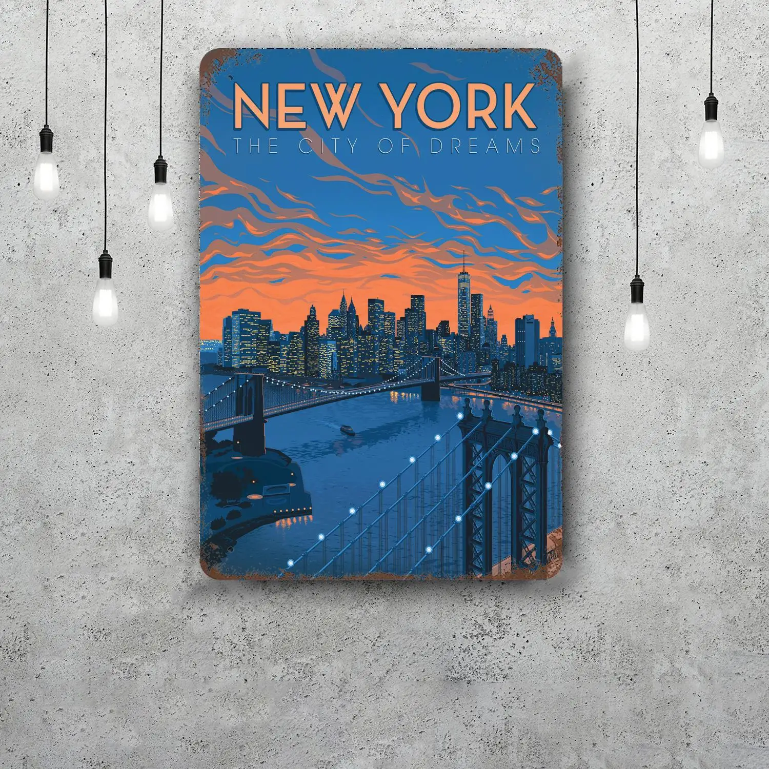 manhattan Classic Poster Rusty Metal Plaque Retro Decorative Plate Bar Man Cave Garage Club Metal Sign Wall Decoration