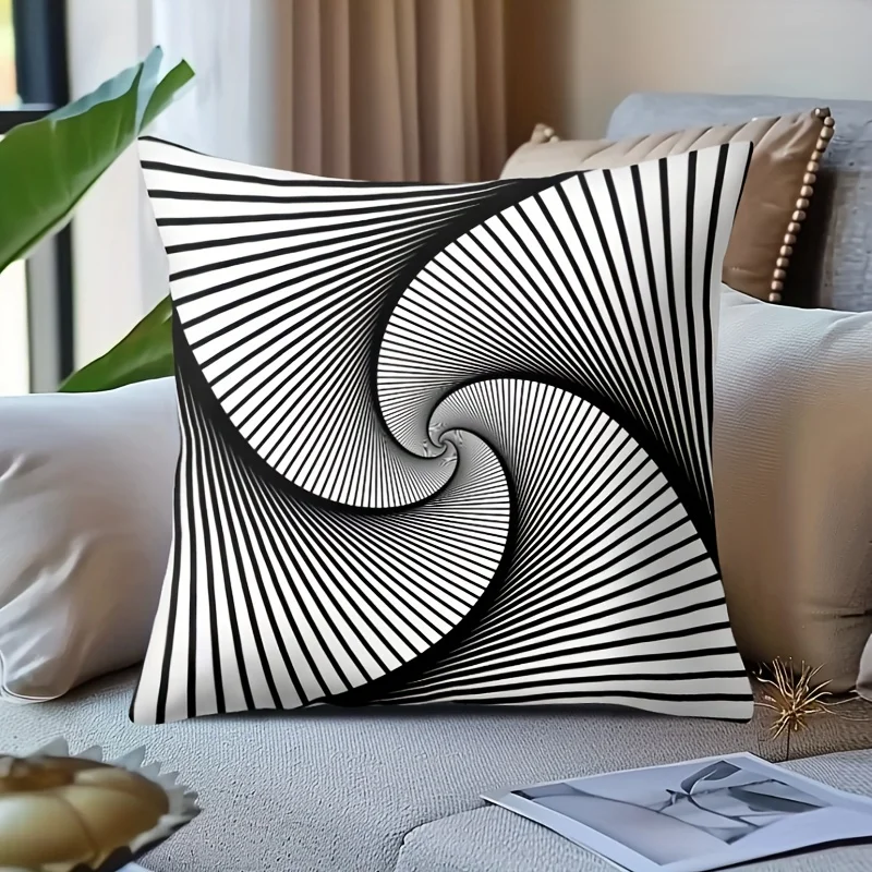 VIKAMA 2D-Kissenbezug-Set mit schwarz-weißen Streifen, Schlafzimmer, Wohnzimmer, Sofa, Heimdekoration, Kissenbezug mit Reißverschluss