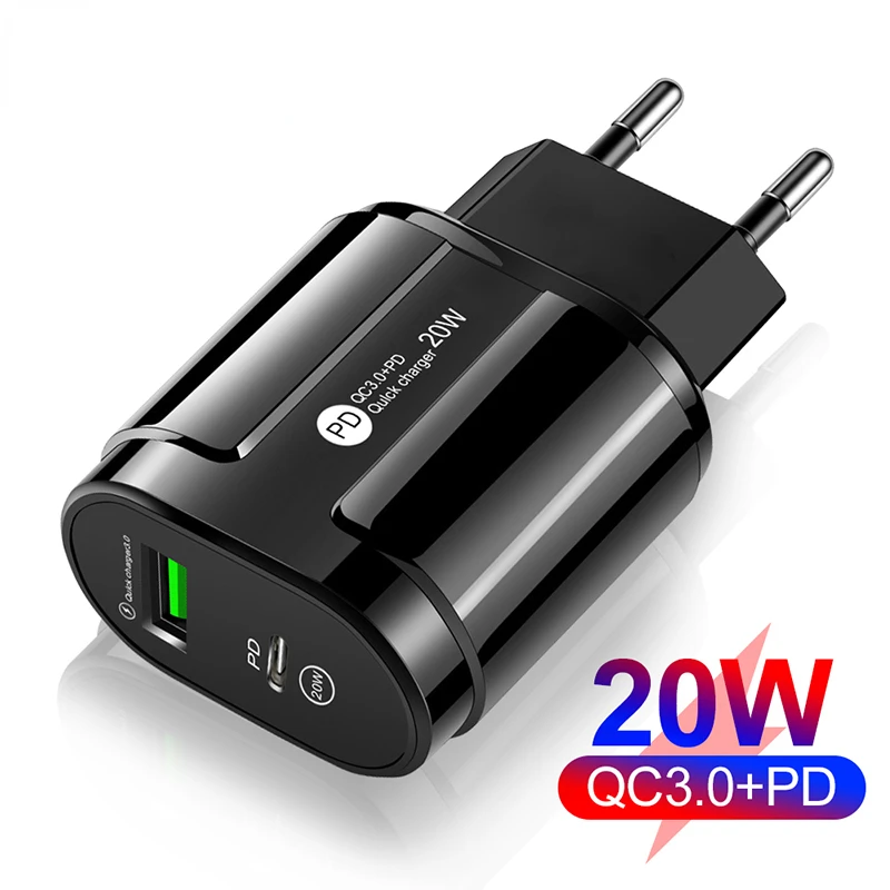 PD20W QC 3.0 Fast Chargerr EU US Plug Universal Wall Multiple USB C Adapter Phone Charger For iPhone 14 Samsung Xiaomi Huawei